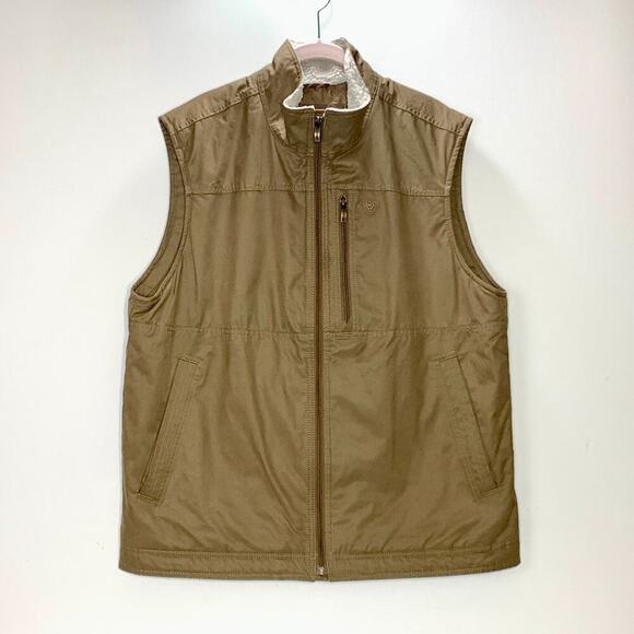 ARIAT Grizzly Canvas Insulated Vest Men Large Cub Brown Cowboy 10028416 EUC - Picture 1 of 12